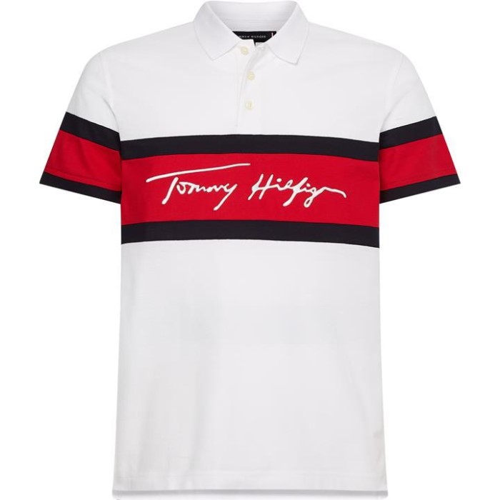 1985 Signatur Colour Block Poloskjorte Tommy Hilfiger Norge Hvit/himmel/rød 0fa