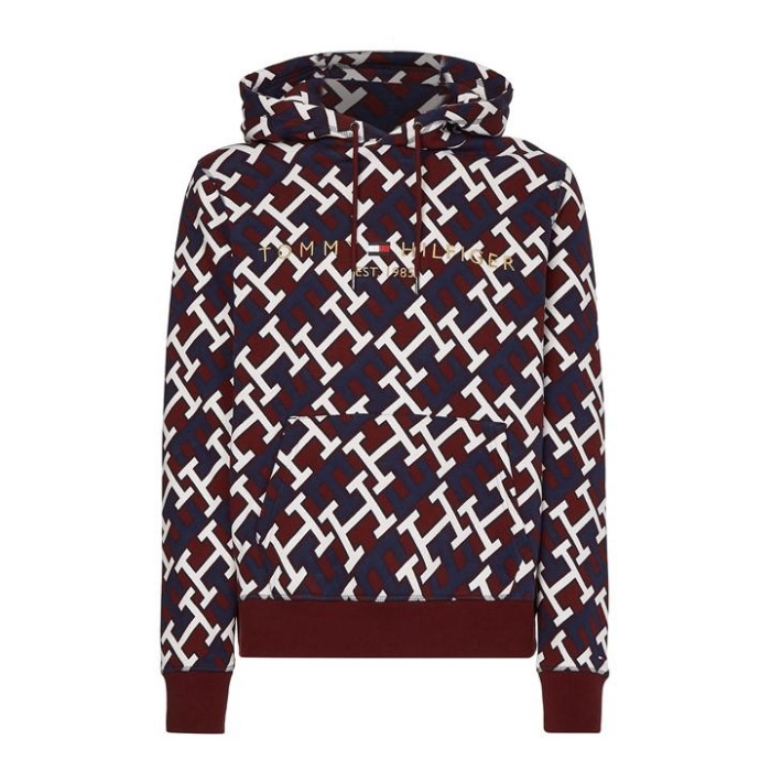 Aop Monogram Tommy Logo Hettegenser Tommy Hilfiger Norge Rød 0kq