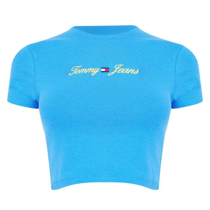 Acid Wash Lineær Logo T-skjorte Tommy Hilfiger Norge Aqua C4p