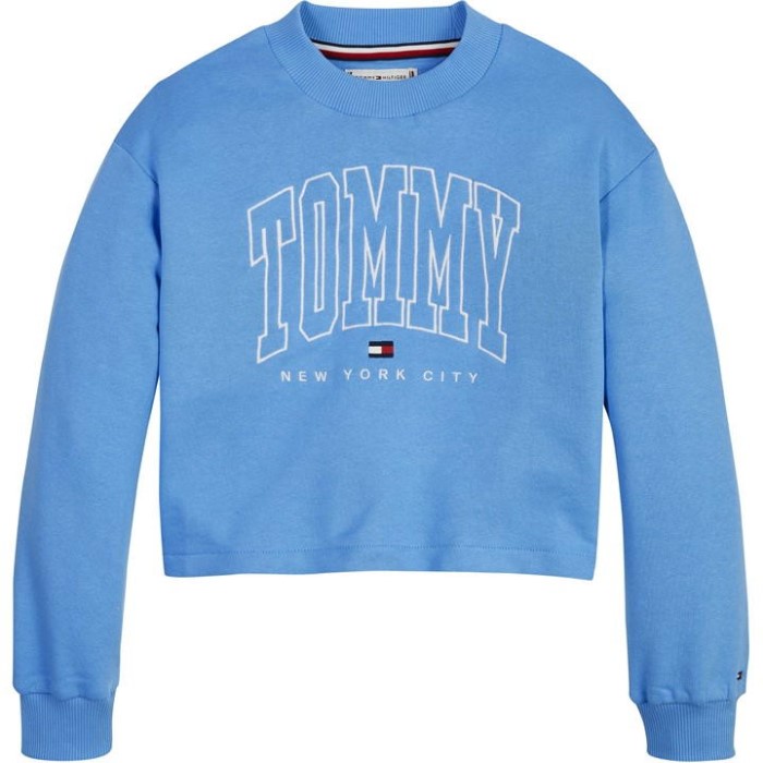 Fet Varsity Cropped Crew Tommy Hilfiger Norge Blue Crush Vyo