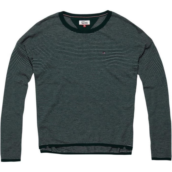 Basic Stripe Genser Grønn Tommy Hilfiger Norge