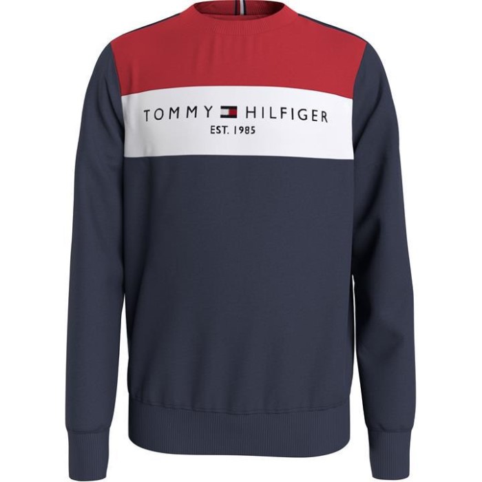 Boys Essential Color Block Genser Marine C87 Tommy Hilfiger Norge