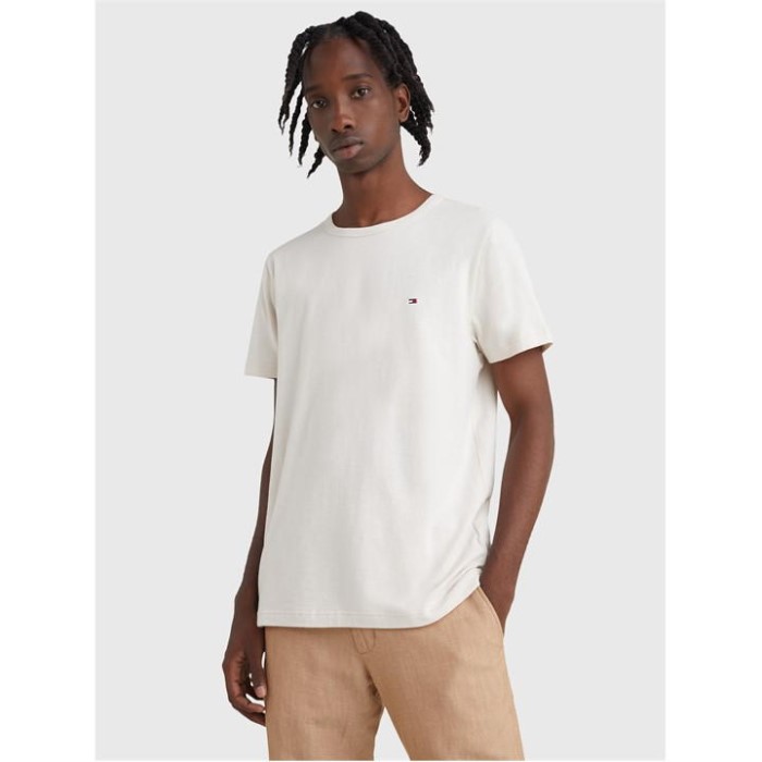 Bomull Lin T-skjorte Tommy Hilfiger Norge Fjær Hvit