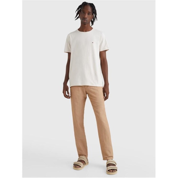 Bomull Lin T-skjorte Tommy Hilfiger Norge Fjær Hvit