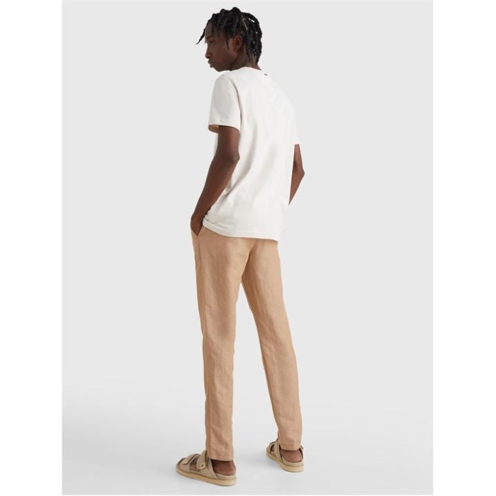 Bomull Lin T-skjorte Tommy Hilfiger Norge Fjær Hvit