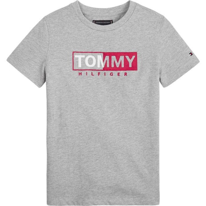 Brodert Logo T-skjorte Lys Grå Tommy Hilfiger Norge