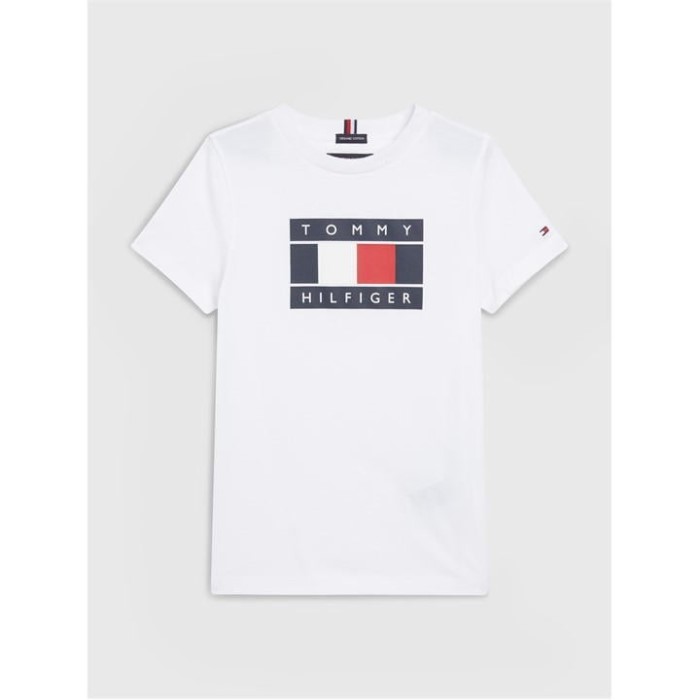 Global Stripe Flag Tee S/s Hvit Ybr Tommy Hilfiger Norge