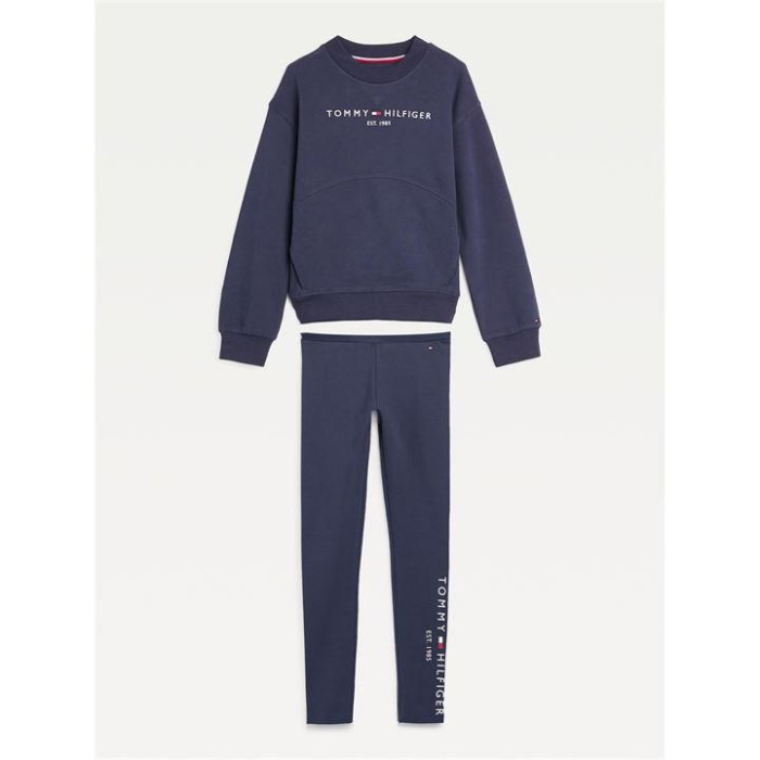 Essensielle Jenter Genser Og Leggings Sett Marine C87 Tommy Hilfiger Norge