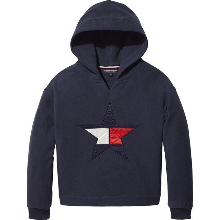 Jenter Tommy Hilfiger Norge Polar Fleece Hettegenser Marine Tommy Hilfiger Norge