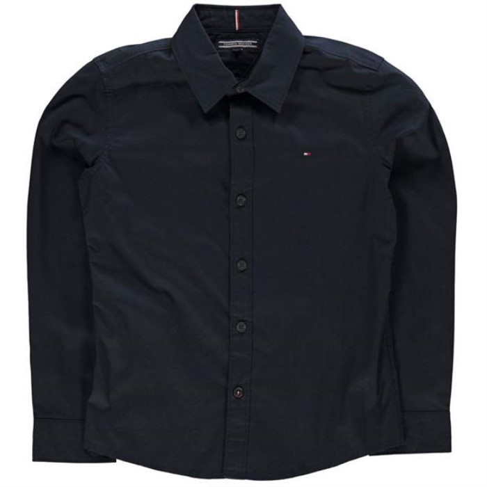 Junior Gutter Langermet Poplin Skjorte Tommy Hilfiger Norge Marine