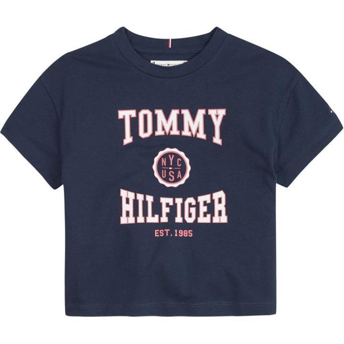 Junior Jenter Varsity Cropped T-skjorte Marine C87 Tommy Hilfiger Norge