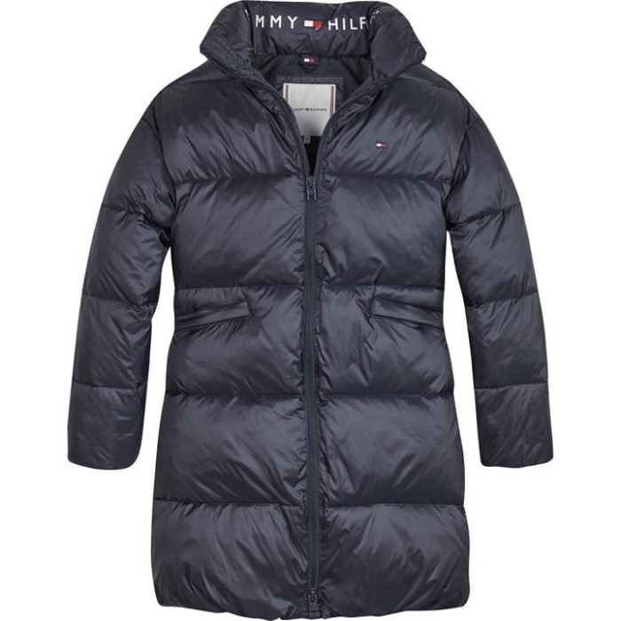 Long Shiny Puffer Desert Sky Dw5 Tommy Hilfiger Norge