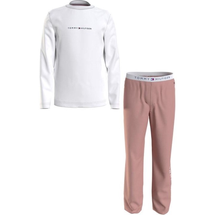 Ls Bukse Jersey Sett Tommy Hilfiger Norge Hvit/rose 0wv