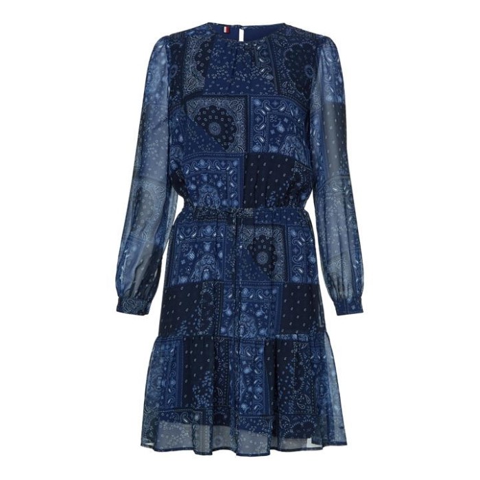 Paisley Midi Flare Kjole Ss Patchwork 0gy Tommy Hilfiger Norge