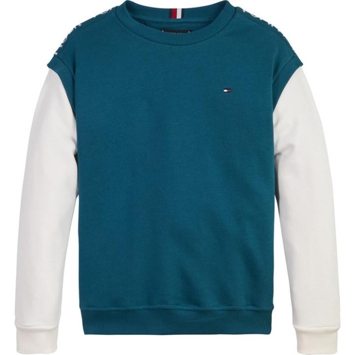 Ribbeinnlegg Blokkerende Sweatshirt Tommy Hilfiger Norge Petrol Cwj