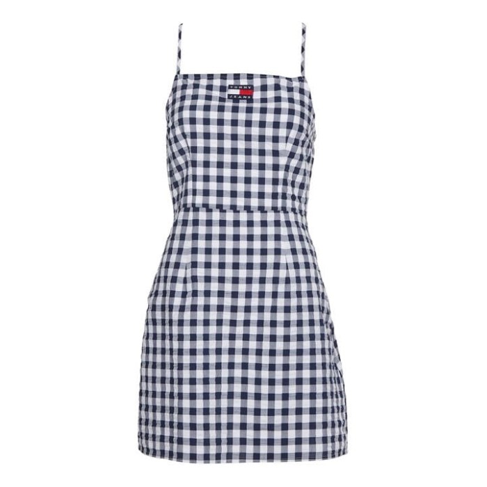 Tjw Gingham Minikjole Med åpen Rygg Gingham 0gj Tommy Hilfiger Norge