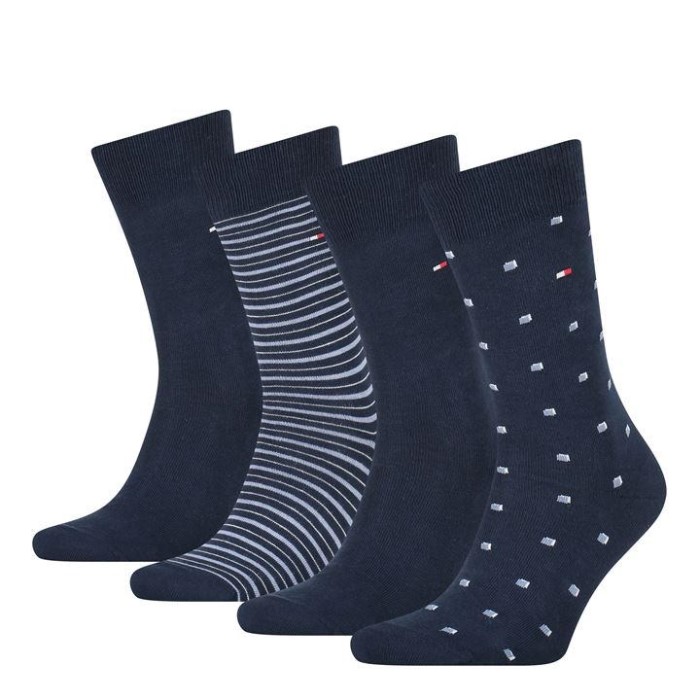 Tommy 4 Pakke Stripe Tinn Sokker Sorte Tommy Hilfiger Norge