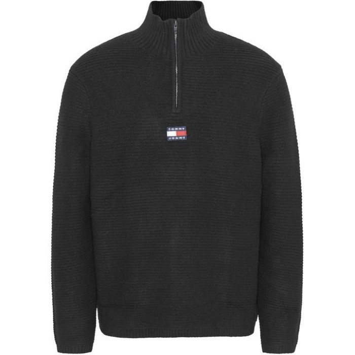 Tommy Hilfiger Norge Svart Bds Badge Halv Glidelås Genser