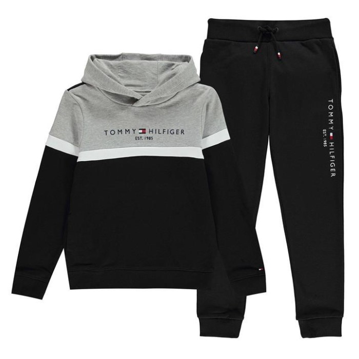 Tommy Hilfiger Norge Svart/grå Bds Tommy Hilfiger Norge Color Block Hettegenser Joggersett