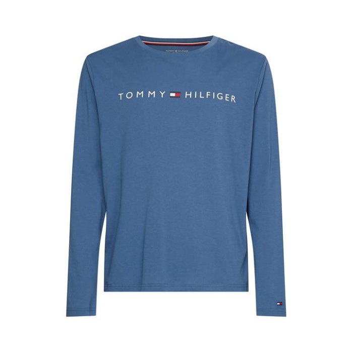 Tommy Hilfiger Norge Blå Logo Langermet T-skjorte