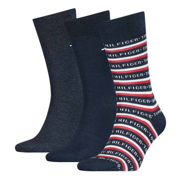 Tommy Hilfiger Norge Dark Navy 3-paknings Gaveeske Sokker
