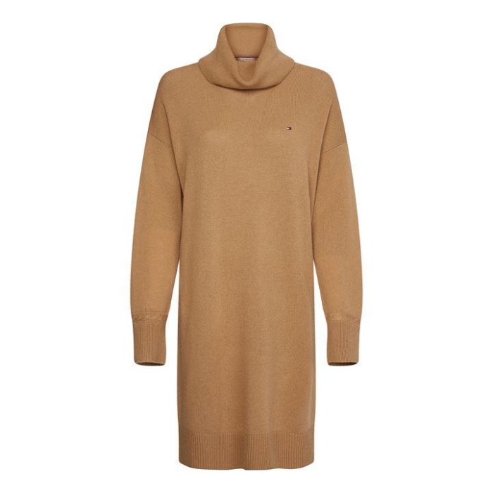 Tommy Hilfiger Norge Gw8 Countkhaki Rulleneck Strikket Kjole