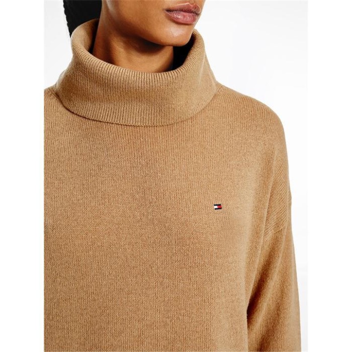 Tommy Hilfiger Norge Gw8 Countkhaki Rulleneck Strikket Kjole