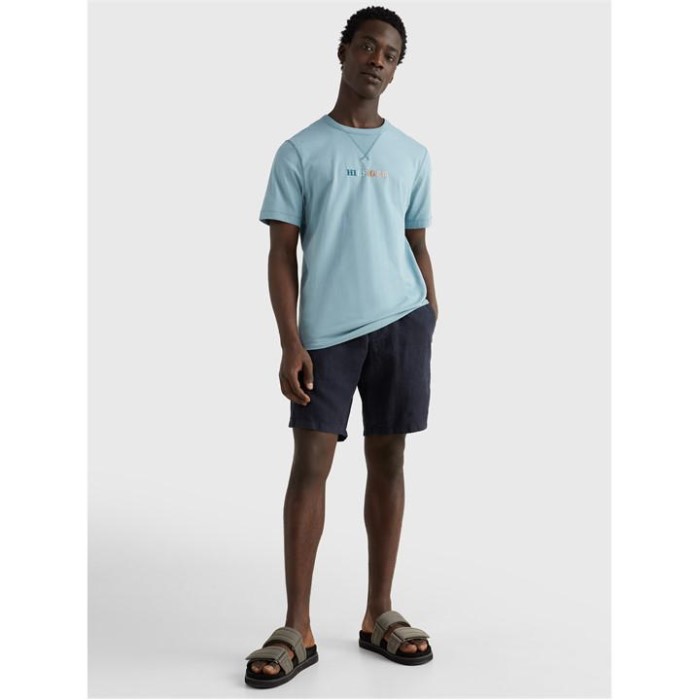 Tommy Hilfiger Norge Høy Blå Ctv T-skjorte Med Kontrastsøm