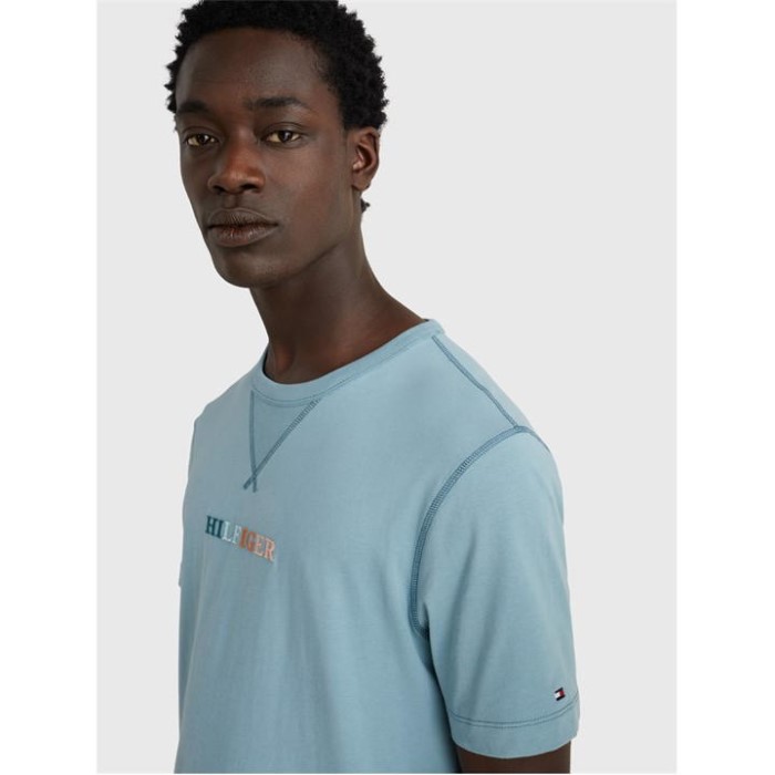 Tommy Hilfiger Norge Høy Blå Ctv T-skjorte Med Kontrastsøm