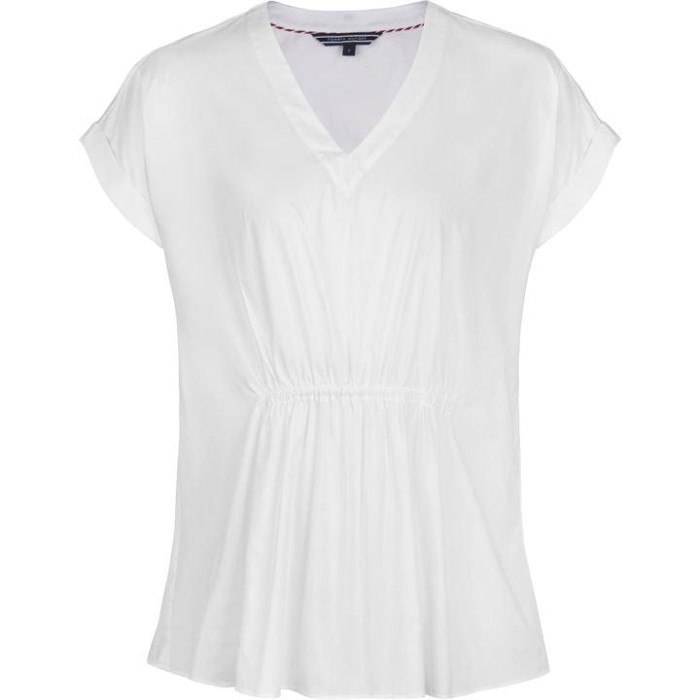 Tommy Hilfiger Norge Hvit Savie Ruche Topp